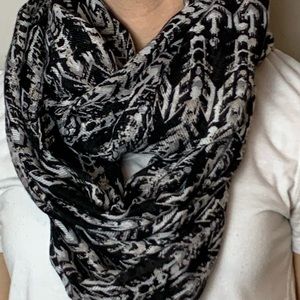 Gray black infinity scarf lightweight